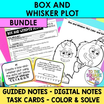 Preview of Box and Whisker Plot Notes & Activities | Digital Notes | Task Cards & More