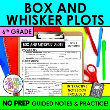 Preview of Box and Whisker Plot Notes & Practice | Box Plot Diagram Guided Notes 