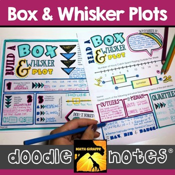 Preview of Box & Whisker Plots - Quartiles, Data, Outliers, etc. | Box Plots Doodle Notes