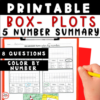 Preview of Box and Whisker Plots Five Number Summary Printable Color By Number Activity