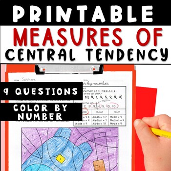 Preview of Measures Of Central Tendency Mean Median Mode Printable Color By Number Activity
