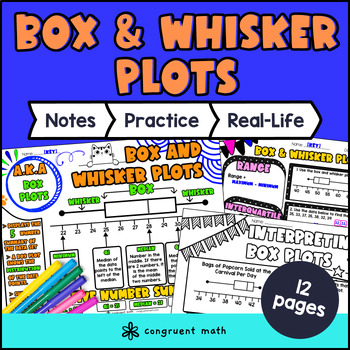 Preview of Box and Whisker Plots Guided Notes w/ Doodles | Data & Statistics | Sketch Notes