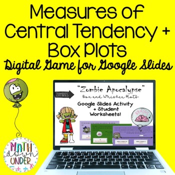Preview of Measures of Central Tendency + Box Plots Digital Zombie Game for Google Slides