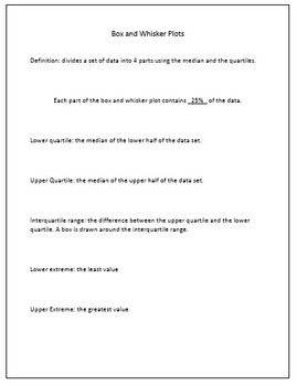 Preview of Box and Whisker Plots Scaffolded Notes