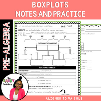 Preview of Box and Whisker Plots Worksheet and Notes