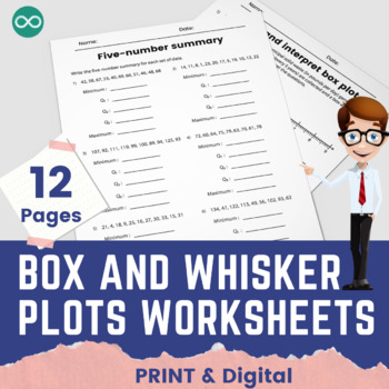 Preview of Box and Whisker Plots Worksheets Packet for Sixth Grade