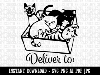 Box of Cats Kittens Deliver To Clipart Instant Digital Download AI PDF ...