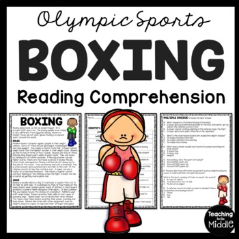 Preview of Boxing Reading Comprehension Informational Worksheet Olympic Sports Olympics