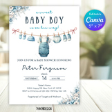 Boy Baby Shower Invitation l Baby clothes l A sweet Baby B