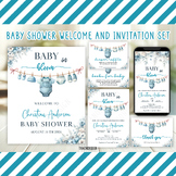 Boy Baby Shower Welcome sign and Invitation set l Baby clo
