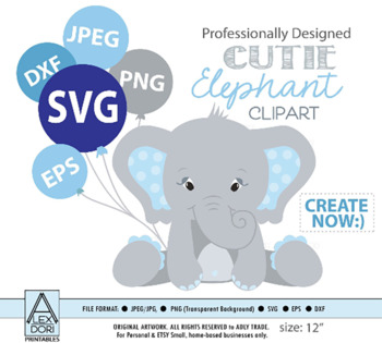 Download Boy Baby Blue Elphant Clipart Svg Vector Clipart By Adlydesigns Tpt