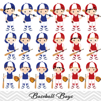 Boy Baseball Clipart, Boy Baseball Digital Clip Art, Baseball Boy Team, 0254