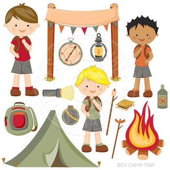 boys camping cartoon