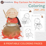 Coloring Pages of Boy Cartoon for Halloween-Download Print