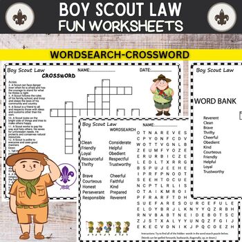 Preview of Boy Scout Law Worksheets Word Search and Crosswords