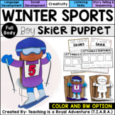 Boy Skier Craft | Winter Sports Paper Bag Puppet Template 