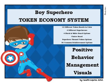 Preview of Boy Brown Hair Superhero Token Economy Positive Behavior Management Reward Chart