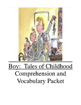 Preview of Boy: Tales of Childhood (autobiography by Roald Dahl) Comprehension & Vocabulary