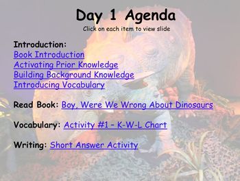 Preview of Boy Were We Wrong About Dinosaurs! Comprehensive Literacy Unit (Power Point)