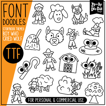 Preview of Boy Who Cried Wolf Storybook Doodle Font {Zip-A-Dee-Doo-Dah Designs}