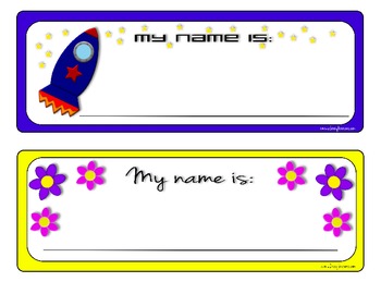 Rocket Ship and Flower Nameplates by Classy Lessons | TPT