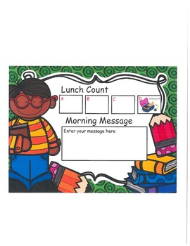 Preview of Boy with Supplies Lunch Count and Morning Message