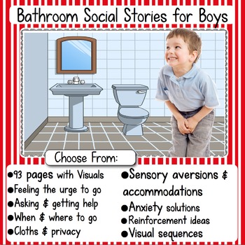 Preview of Boys Bathroom Social Stories: Flexible & Editable
