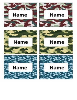 Preview of Boys Camo Theme Editable Name Tags Locker Labels Book Bin Cubby for Classroom