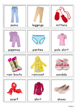 Clothing Unit Boys And Girls Clothes Communication Cards By Angie S