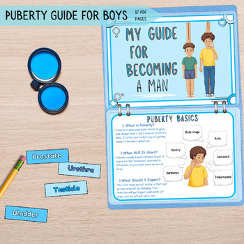 Preview of Boys Puberty Guide, Teenage Boy Book, Reproductive System Boys in Puberty