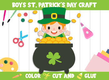 Preview of Boys St. Patrick's Day Craft Activity : Color, Cut, and Glue for PreK to 2nd