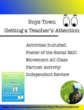 Preview of Boys Town Getting a Teacher's Attention Activities