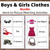 Boys and Girls Clothing Activity, Matching Word to Picture