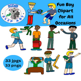 Boys in Action Clipart for Creating Class Projects or Comm