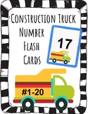 VROOM!! Boy Number Flash Cards #1-20. Fun Construction Trucks.