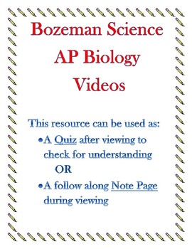 Preview of No Prep Bozeman Science AP Biology Video Quiz Bundle