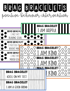 Preview of Brag Bracelets | Editable | PBIS | Black and White | 6 Designs |