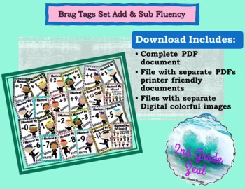 Preview of Brag Tags Ninja Themed Fluency Addition & Subtraction
