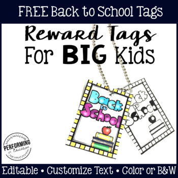 Preview of Reward Tags for Big Kids: Back to School Classroom Management Freebie