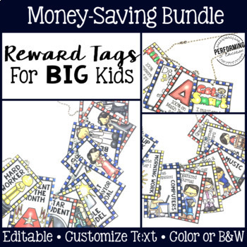 Preview of Classroom Management Reward Tags for Big Kids: Editable Bundle!