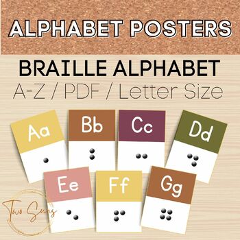 Preview of Braille Alphabet Poster / Boho Color Themed / PDF Format / Letter Size