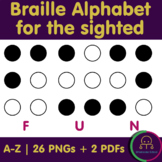 Braille Alphabet for the Sighted | 26 PNG images + 2 PDFs 