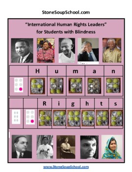 Preview of Braille: Grade 3-8: International Human Rights Leaders for Students w/ Blindness