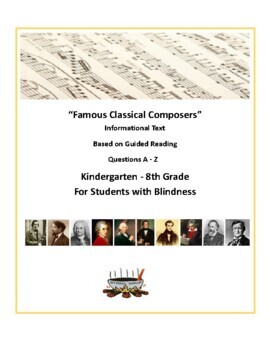 Preview of Braille: Grades K - 8, Famous Classical Composers for Students with Blindness