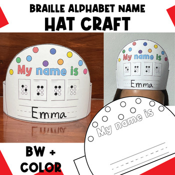Preview of Braille Name Craft - Braille Alphabet Hat Craft Activity