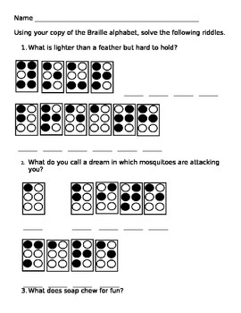 Preview of Braille Riddles