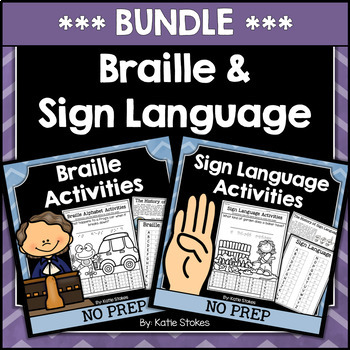 Preview of Braille & Sign Language Activities BUNDLE | Printable & Digital