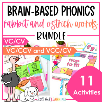 Preview of Rabbit Words and Ostrich Words Syllable Division Activities Bundle | VC-CV VCCCV
