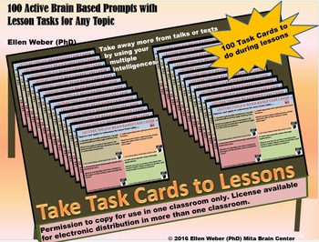 Preview of Brain Based Task Cards - Students Take Away More from Talks or Texts
