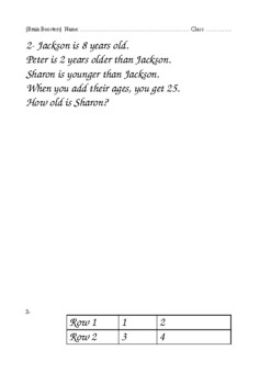 Preview of Brain Boosters Problem Solving Questions Worksheet Year 3,4, 5 and 6